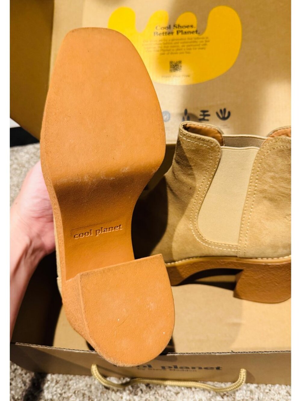 Cool Planet by Steve Madden Tan Suede Platform Chelsea Boots Size 9 - Picture 5 of 7